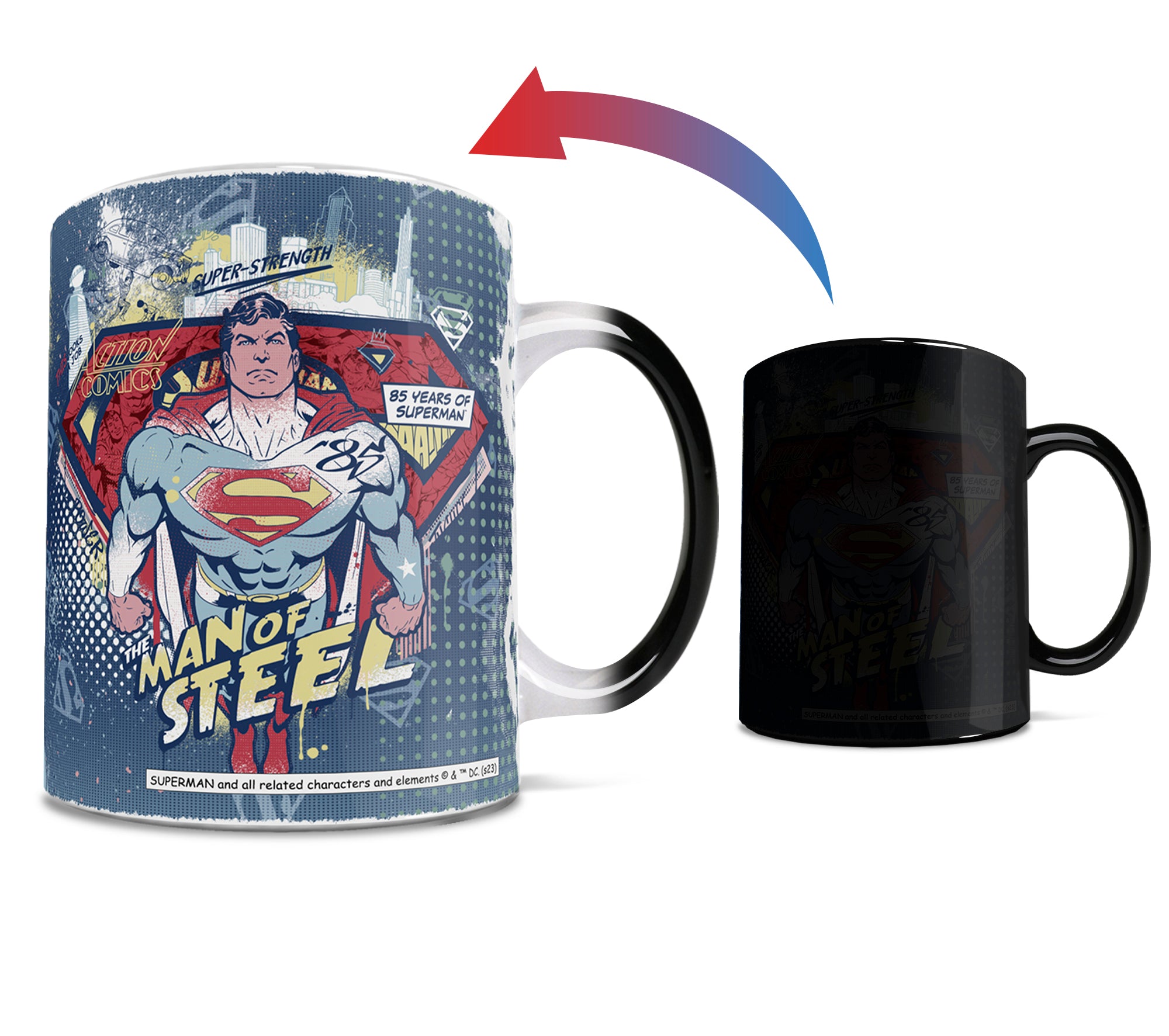 DC Comics (Superman 85th Anniversary - Ink and Dots) Morphing Mugs® Heat-Sensitive Mug MMUG1544